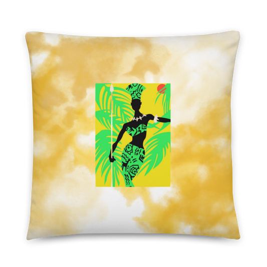 Tie Dye Golden Zulu Woman and Man Warrior Pillow