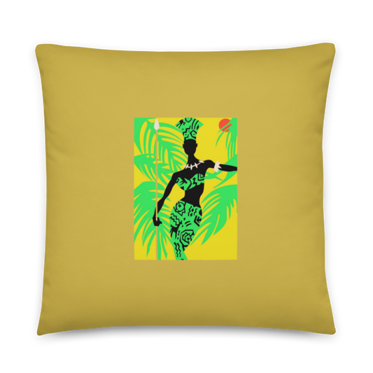 Golden Zulu Woman and Man Warrior Pillow